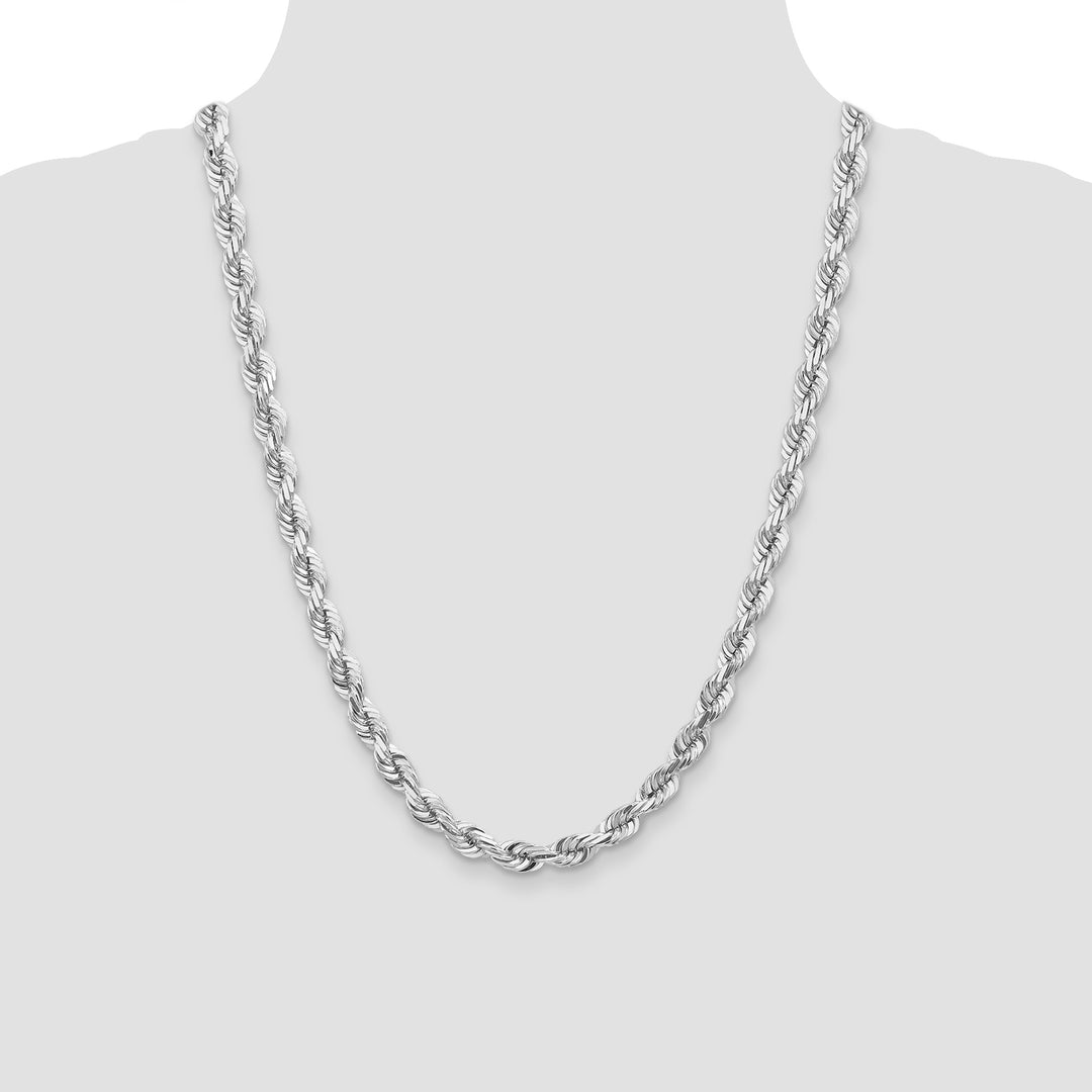 14k White Gold 7.0mm D/C Rope Fancy Lobster Clasp Chain