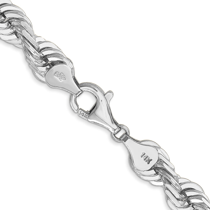 14k White Gold 7.0mm D/C Rope Fancy Lobster Clasp Chain