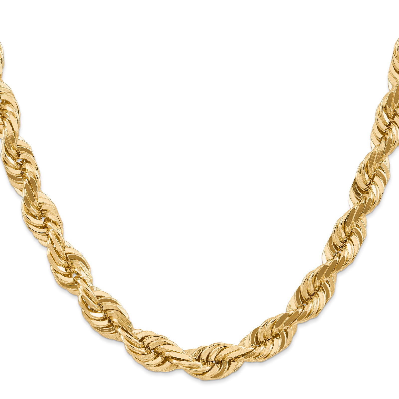14k 10.0mm D/C Rope Fancy Lobster Clasp Chain