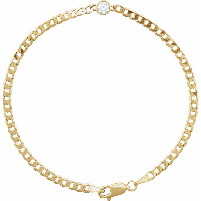 Bezel-Set Solitaire Curb Link Bracelet