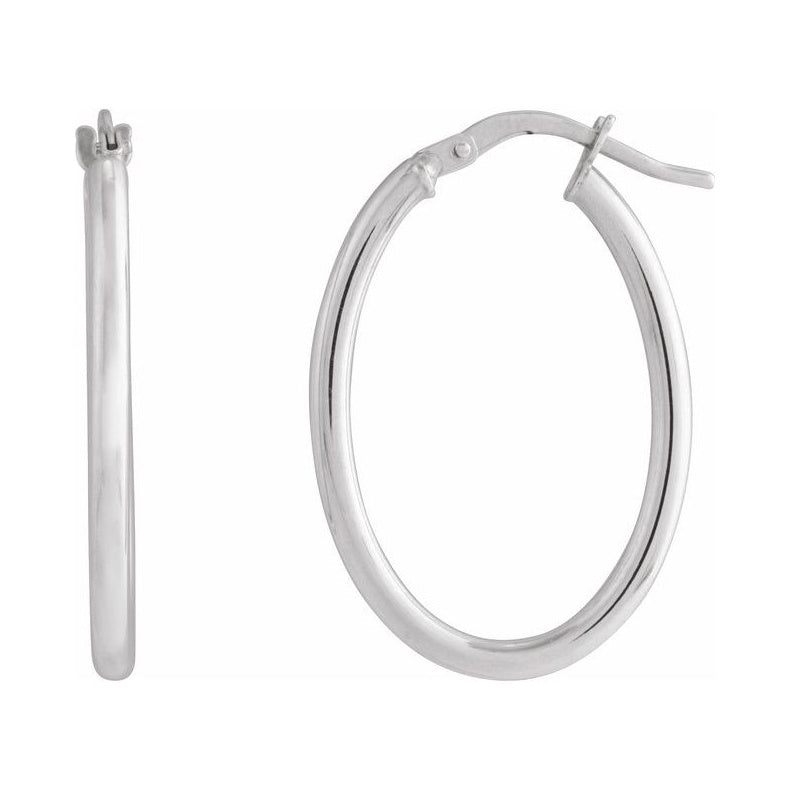 Elongated Oval Tube Hoop Earrings