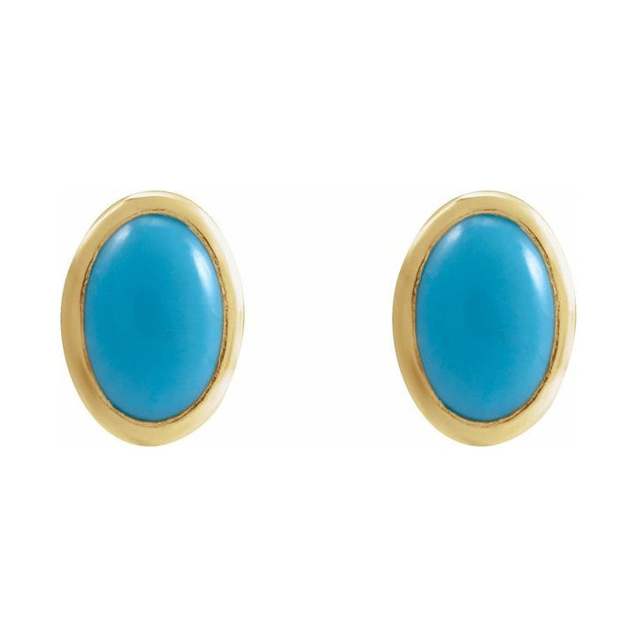 Oval Bezel-Set Cabochon Earrings