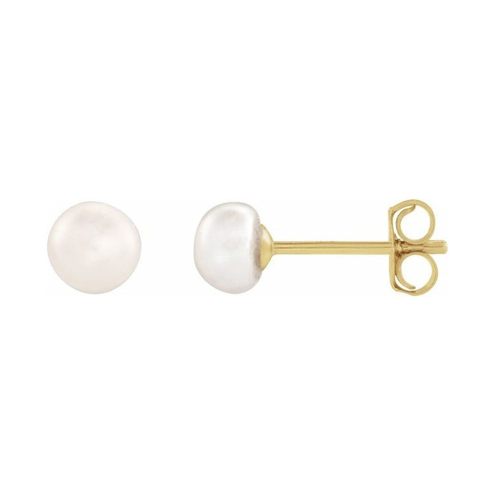 Button Pearl Stud Earrings