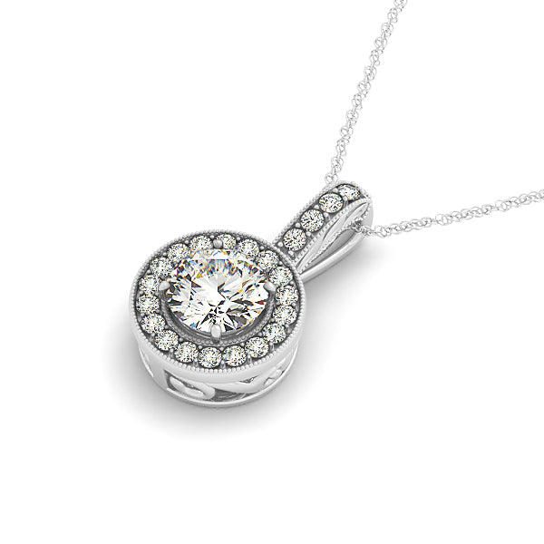 Round Diamond Halo Pendant