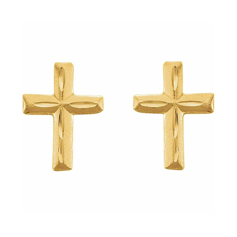 Youth Diamond-Cut Cross Earrings