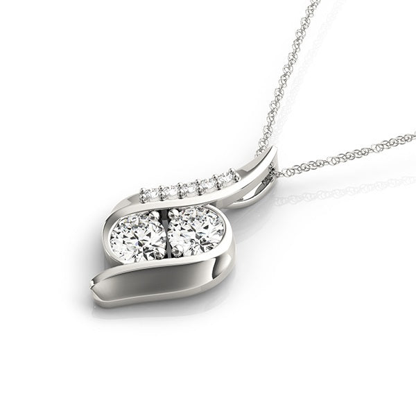 14K White Gold Multi-Diamond Fashion Pendant