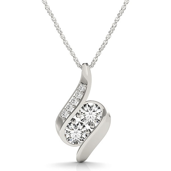18K White Gold Round Diamond Fashion Pendant
