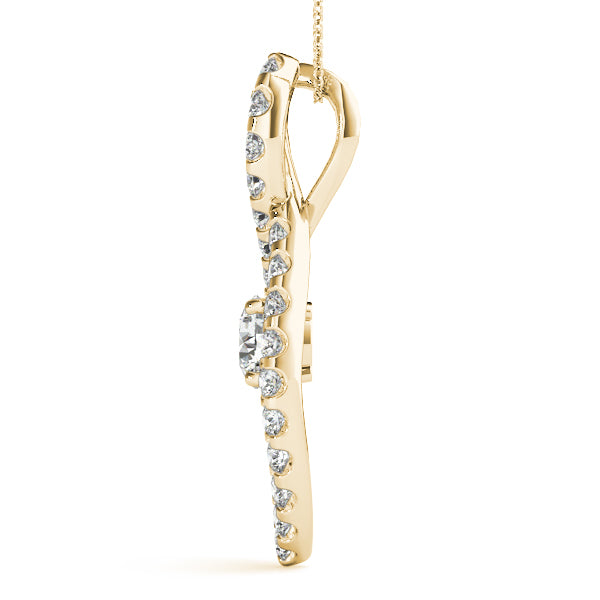 14K Yellow Gold Diamond Solitaire Pendant Necklace