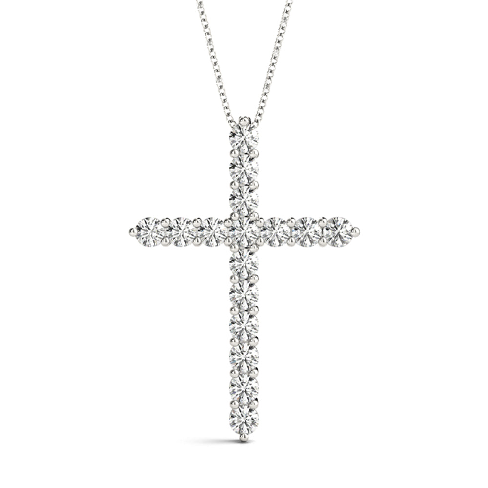 16-Diamond Cross Pendant Necklace