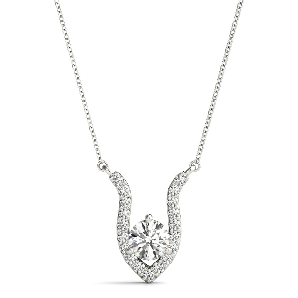 14K White Gold Multi-Diamond Solitaire Pendant