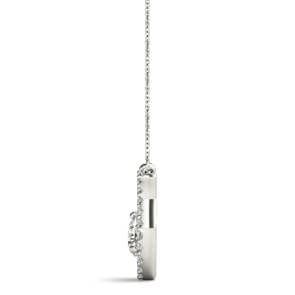 14K White Gold Multi-Diamond Solitaire Pendant