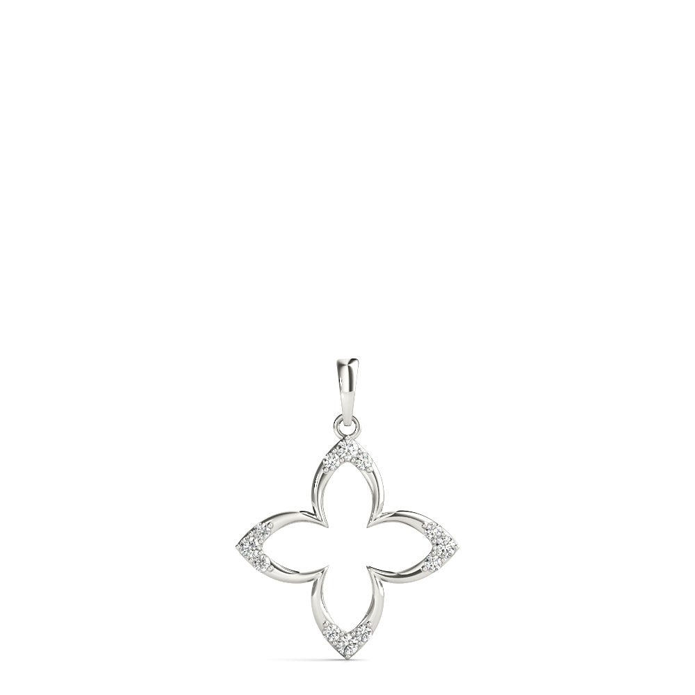 14K White Gold Round Diamond Fashion Pendant