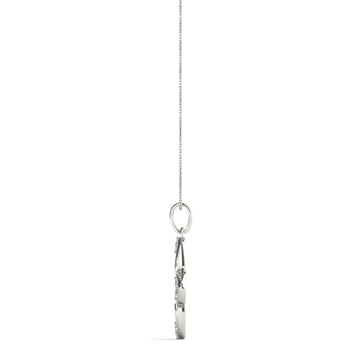 14K White Gold Round Diamond Fashion Pendant