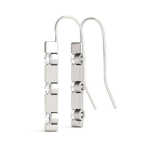 Round Diamond 3-Stone Stud Earrings