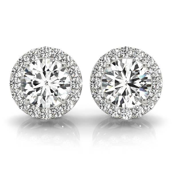 Diamond Round Halo Earrings