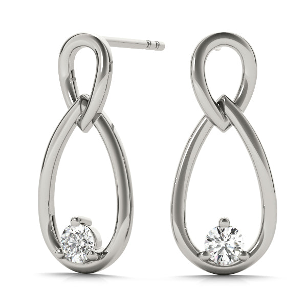 18K White Gold Round Diamond Stud Earrings