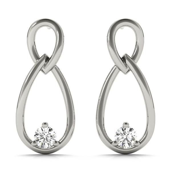 18K White Gold Round Diamond Stud Earrings
