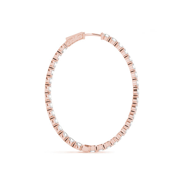 14K Rose Gold Diamond Inside Out Hoop Earrings