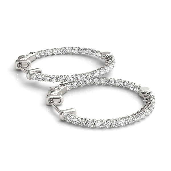 Diamond Inside Out Hoop Earrings in Multiple Gold Options