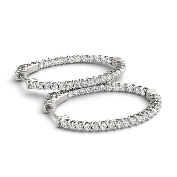 Diamond Inside Out Hoop Earrings in Multiple Metals