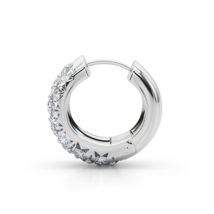 14K White Gold Diamond Huggie Earrings - 1.52 ctw