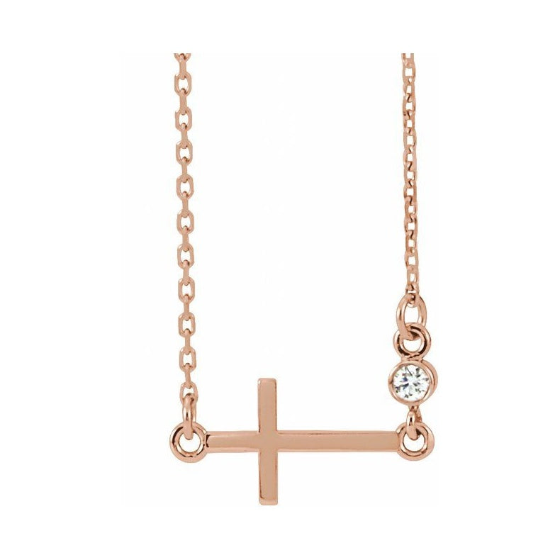 Accented Sideways Cross Necklace