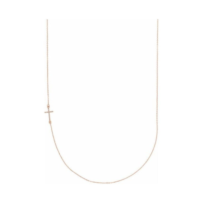 Accented Sideways Cross Necklace