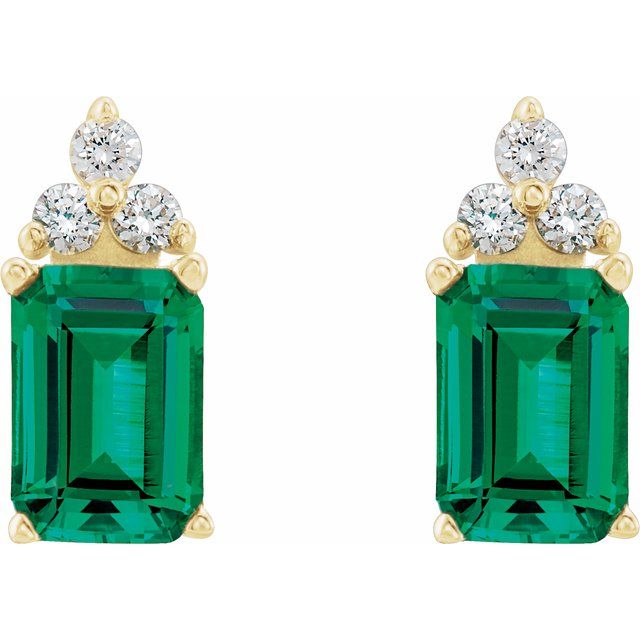 Emerald 4-Prong Accented Earrings