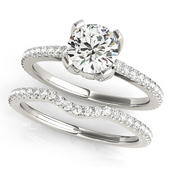 18K White Gold Diamond Single Row Engagement Ring