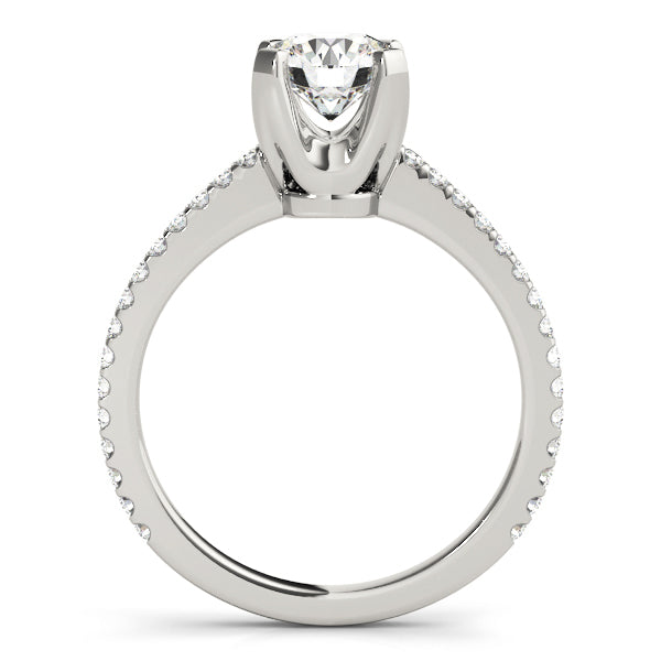 18K White Gold Diamond Single Row Engagement Ring
