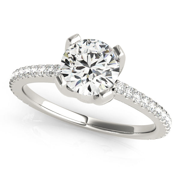 14K White Gold Single Row Diamond Engagement Ring