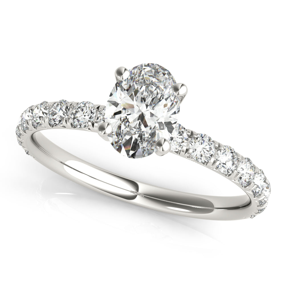 Oval Diamond Single Row Engagement Ring