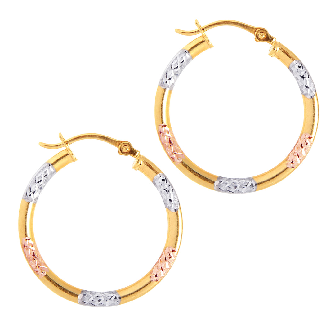 10K Gold Diamond Cut Hoop Earring