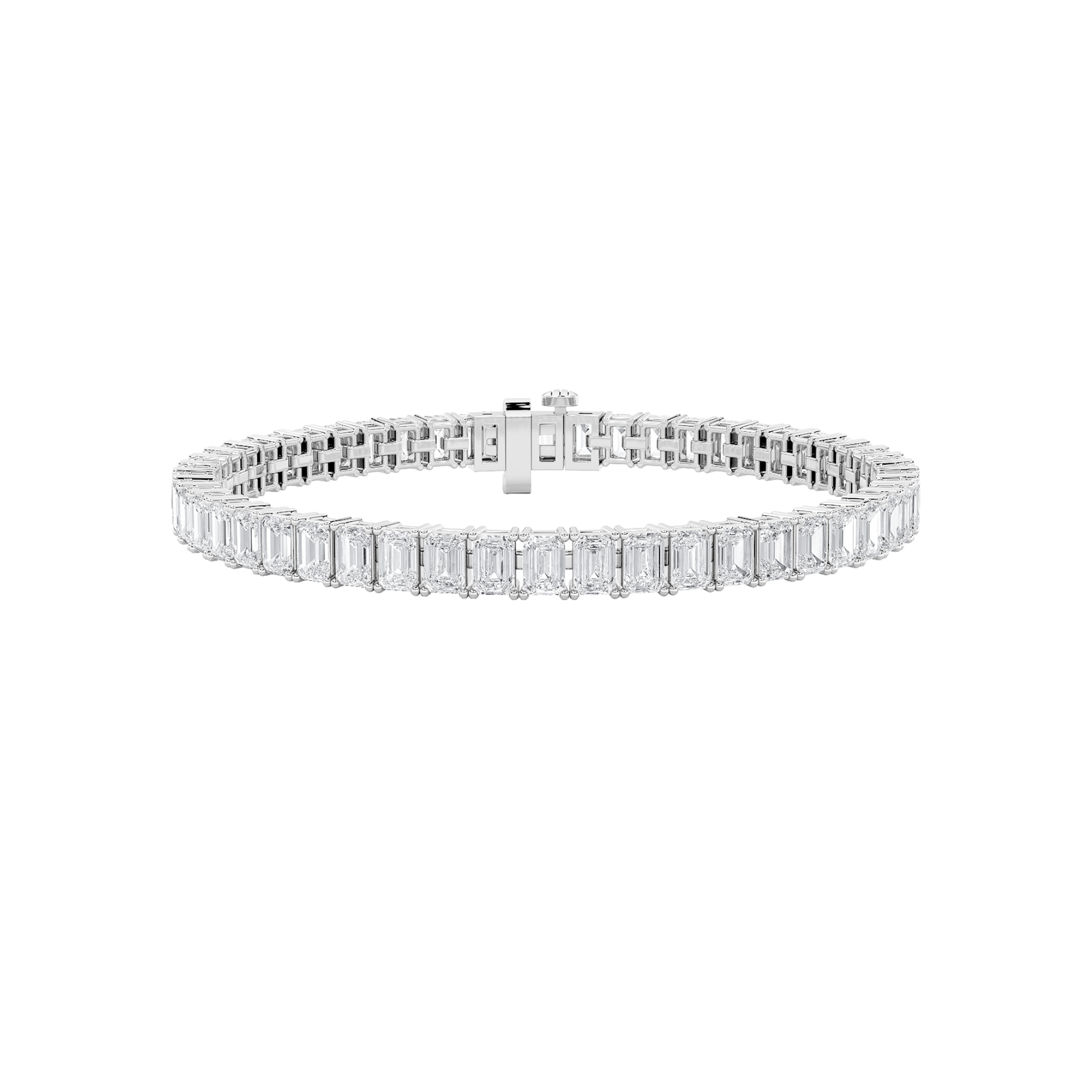 12.5Cttw Emerald Shaped Lab Grown Diamond (F/VS) East West Line Bracelet in 14K Gold