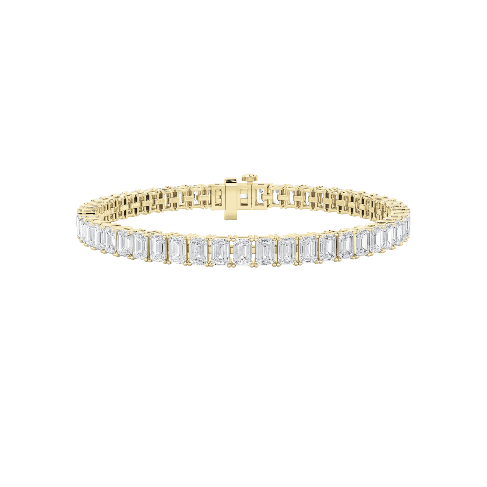 12.5Cttw Emerald Shaped Lab Grown Diamond (F/VS) East West Line Bracelet in 14K Gold