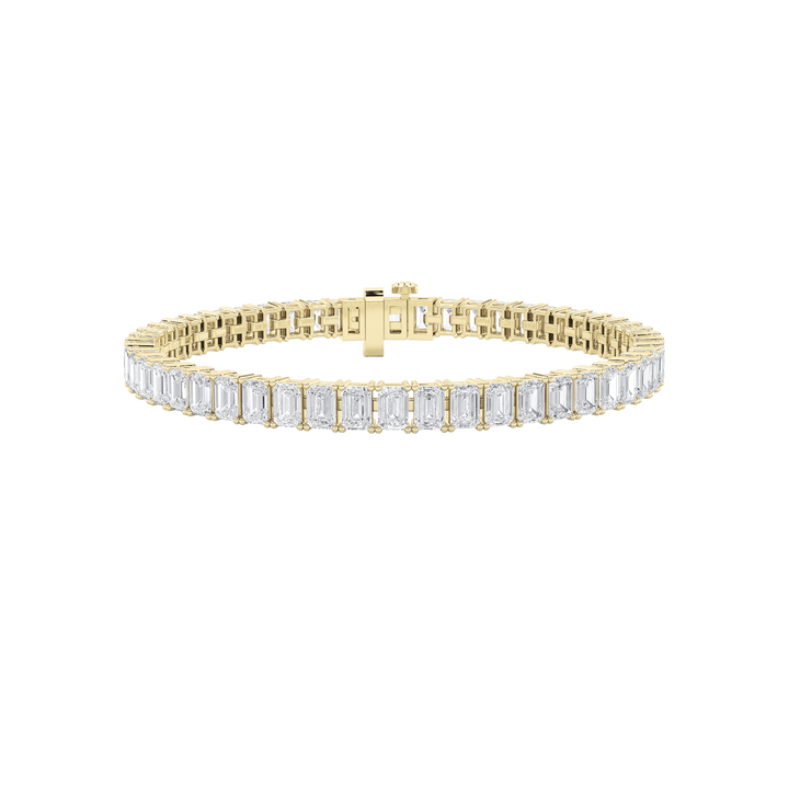 12.5Cttw Emerald Shaped Lab Grown Diamond (F/VS) East West Line Bracelet in 14K Gold