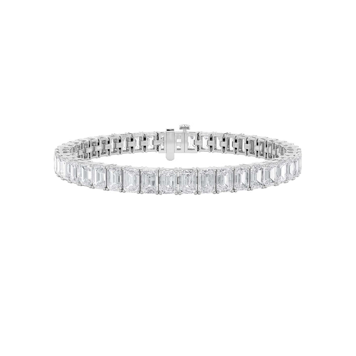 21.5Cttw Emerald Shaped Lab Grown Diamond (F/VS) East West Line Bracelet in 14K Gold