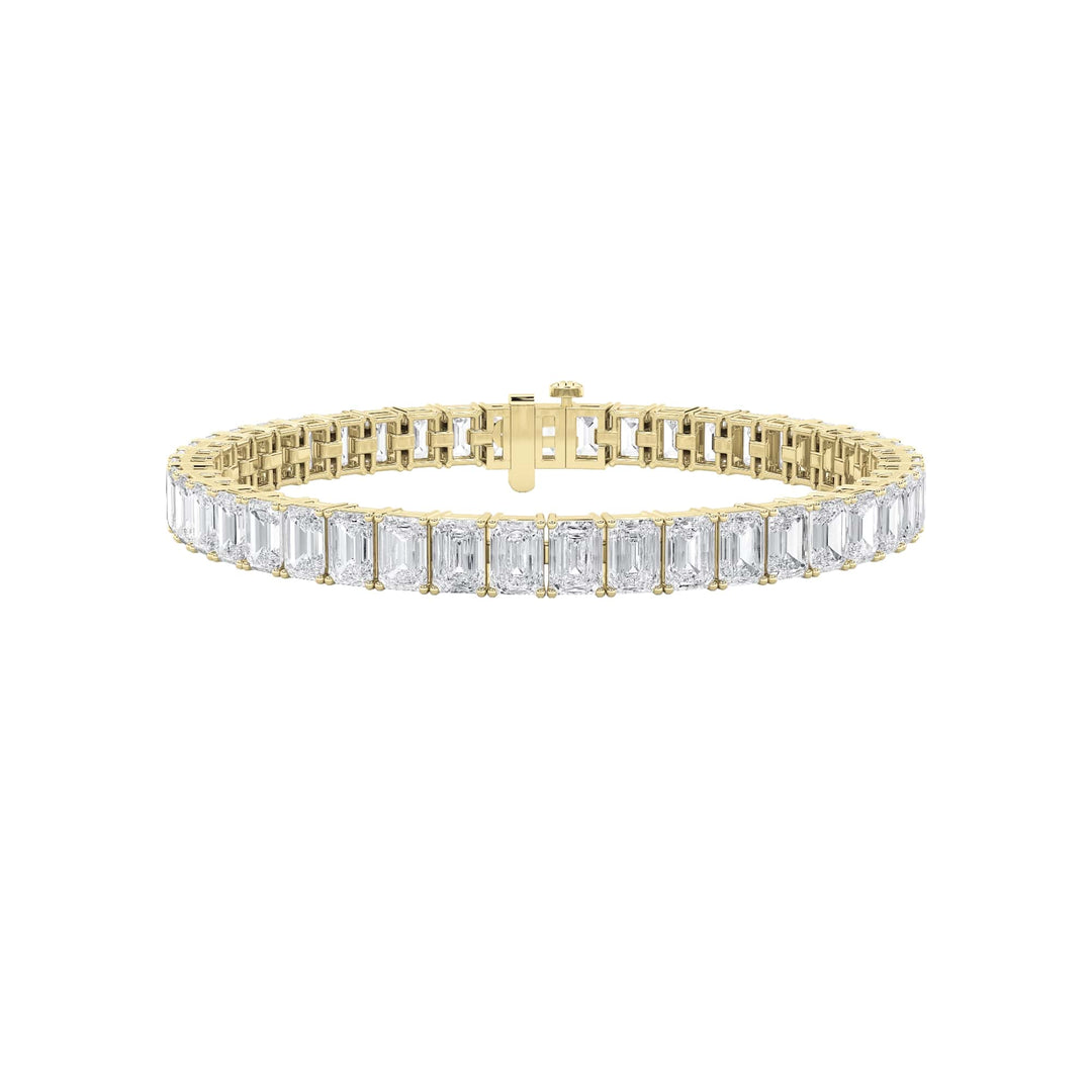21.5Cttw Emerald Shaped Lab Grown Diamond (F/VS) East West Line Bracelet in 14K Gold