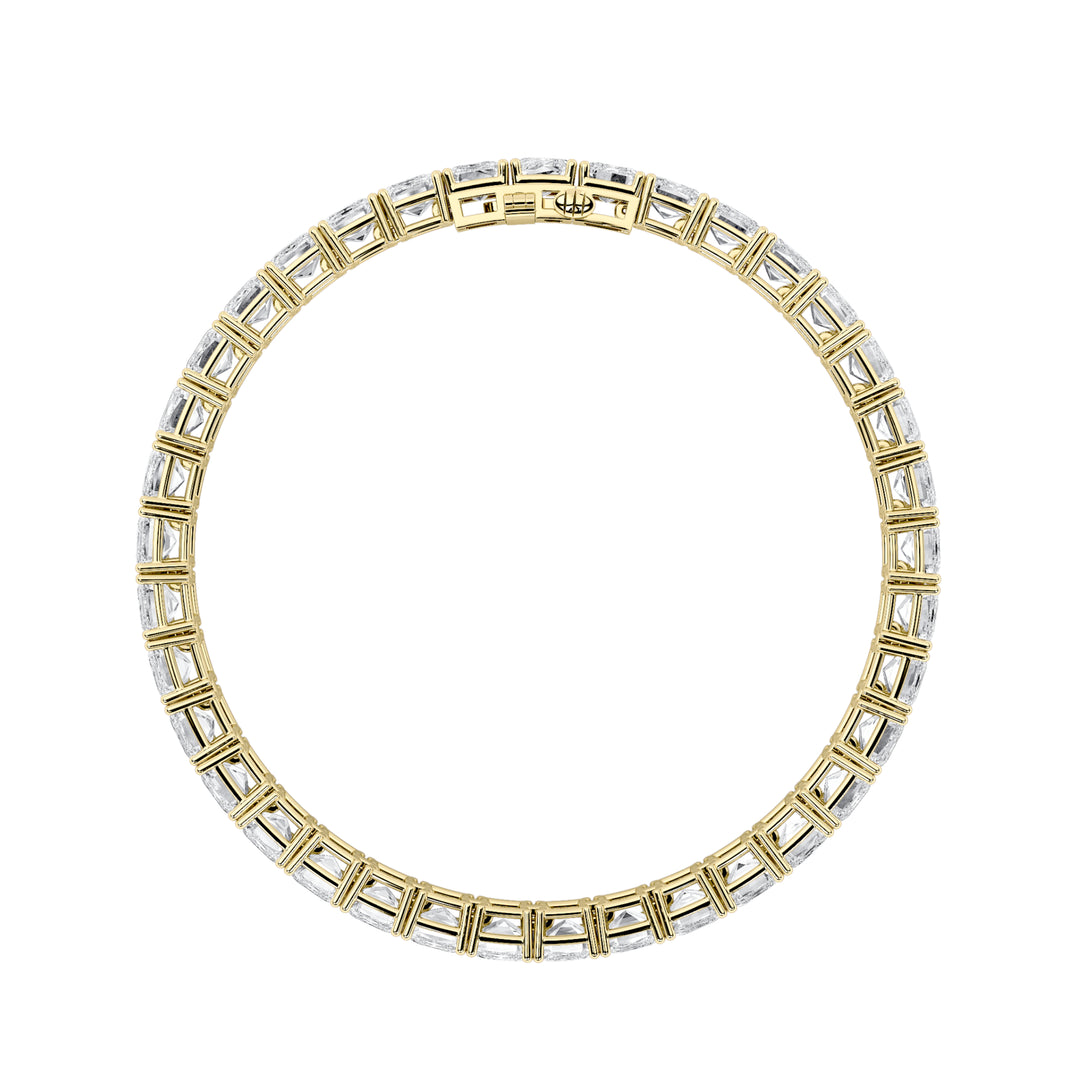 21.5Cttw Emerald Shaped Lab Grown Diamond (F/VS) East West Line Bracelet in 14K Gold