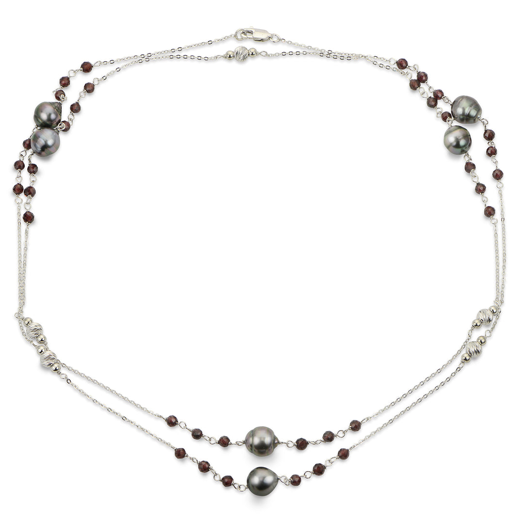 Sterling Silver Tahitian Pearl Necklace