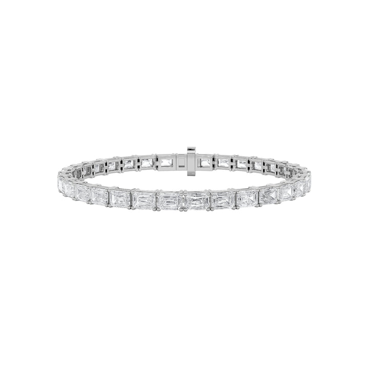 7Cttw Emerald Shaped Lab Grown Diamond East & West Bracelet in 14K Gold (F/VS)