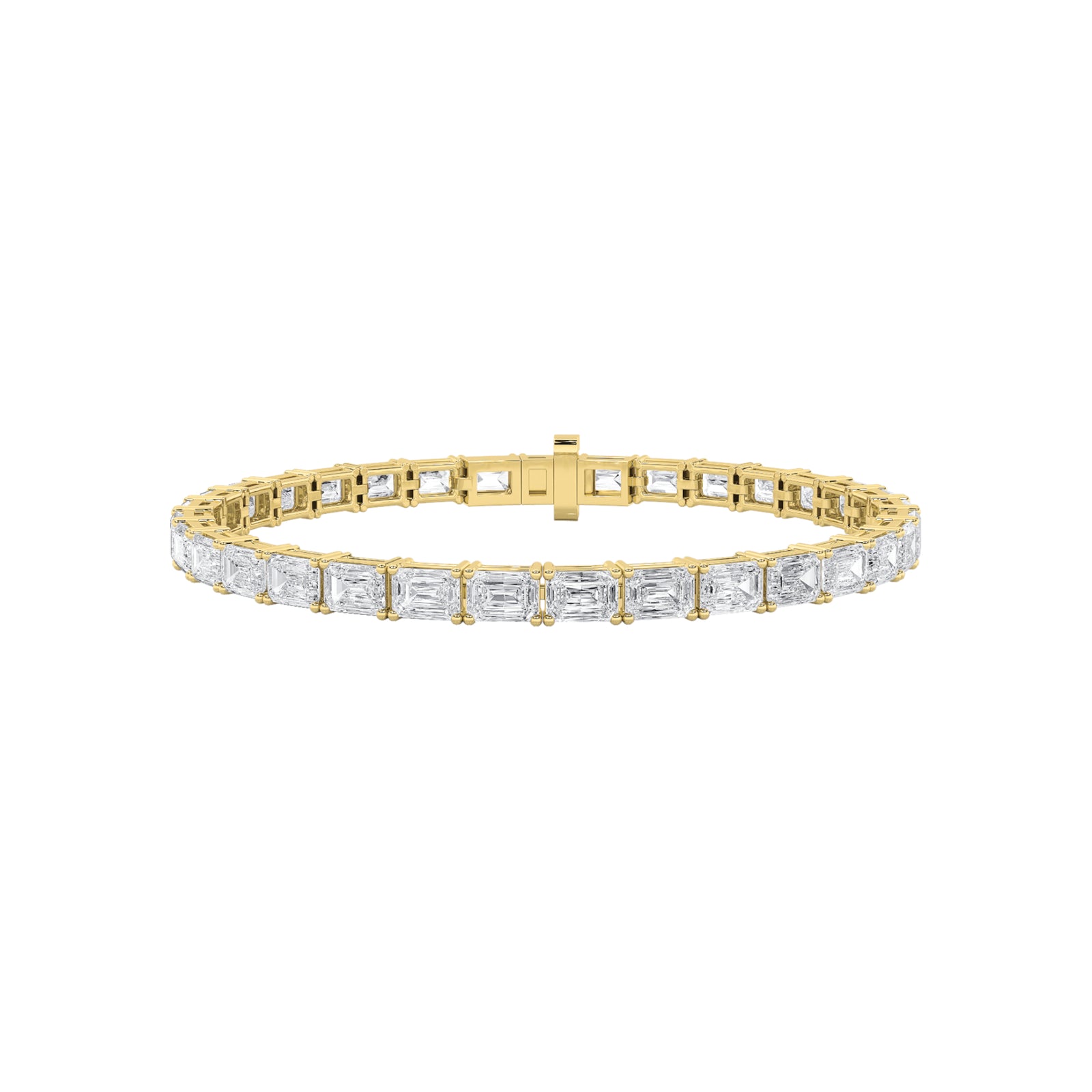 7Cttw Emerald Shaped Lab Grown Diamond East & West Bracelet in 14K Gold (F/VS)