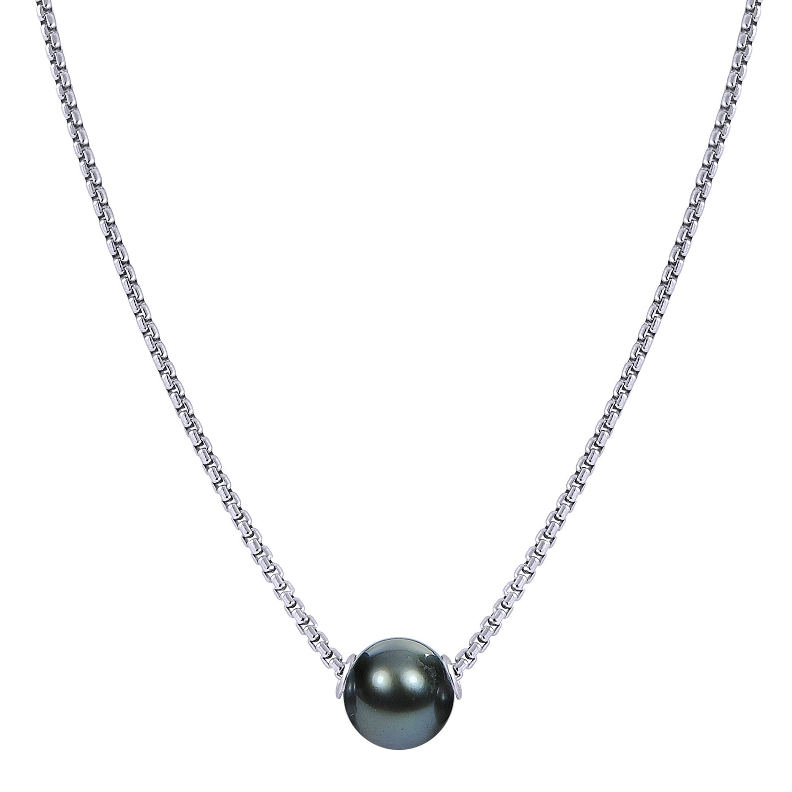 Sterling Silver Tahitian Pearl Solitaire Necklace