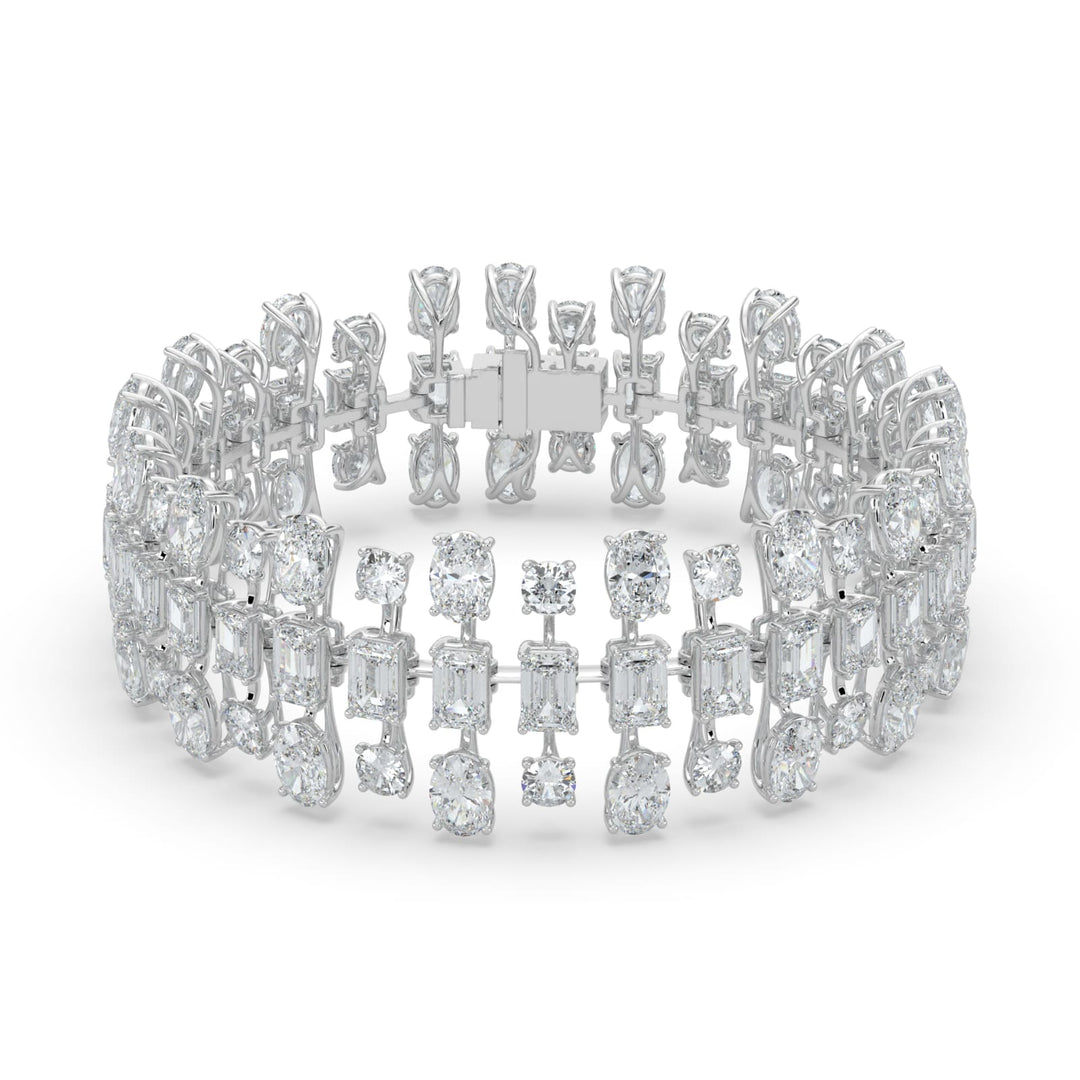 34.5Cttw Emerald Shaped Lab Grown Diamond (F/VS)  Bracelet in 14K Gold