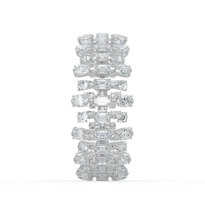 34.5Cttw Emerald Shaped Lab Grown Diamond (F/VS)  Bracelet in 14K Gold