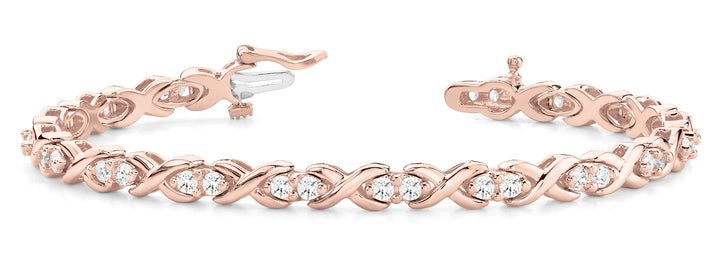 14K Rose Gold Diamond Line Bracelet - 1.75 ctw