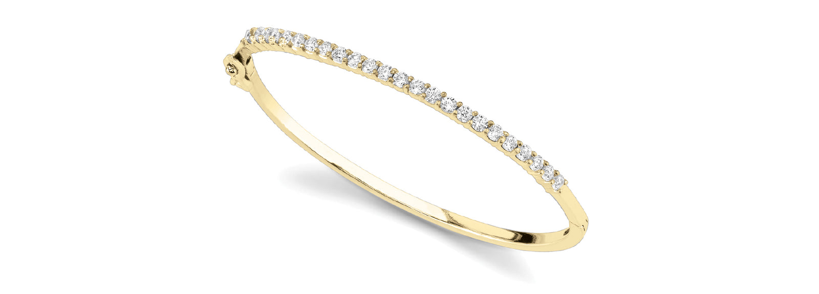14K Yellow Gold 1ctw Round Diamond Bangle