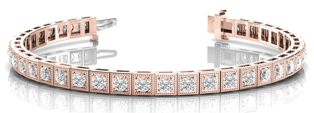 18K Rose Gold Vintage Diamond Tennis Bracelet
