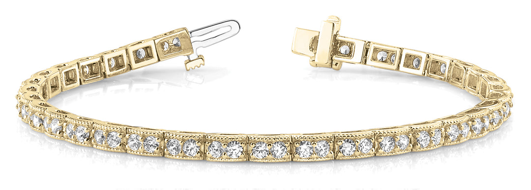 14K Yellow Gold Vintage Diamond Tennis Bracelet