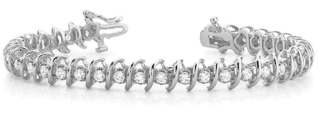 Platinum White Diamond Fashion Link Bracelet